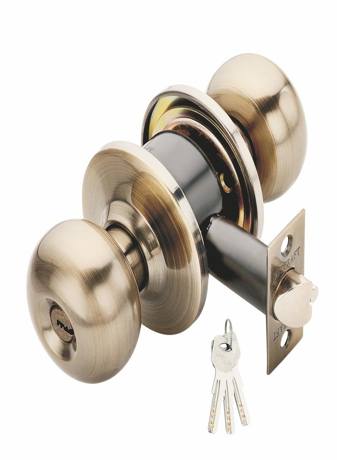 Met Craft SS304 Room Door Knob Lock - with 3 Brass computerised Key Cylindrical Lock for Bedroom/Main Door/Tubular Door Knob/Handle (Antique Brass, 70 mm Backset) - Image 2